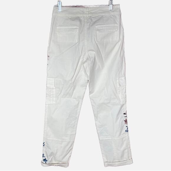Sundance Floral Embroidered White Cargo Style Pants - Picture 9 of 9